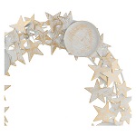 coroa do advento porta vela de metal branco e dourado com estrelas 7x40x40 cm